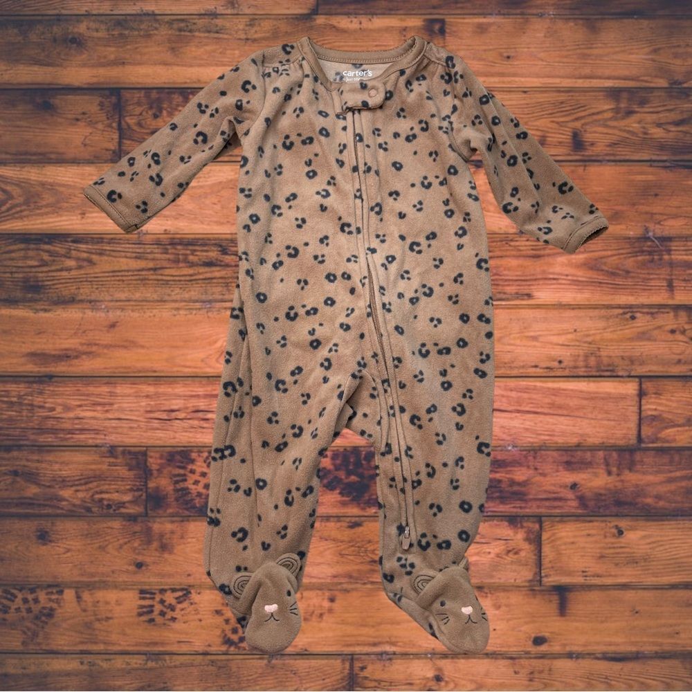 5 for $25🔥Carter's Cheetah Print Fleece Jumpsuit Baby Girl Size 3M